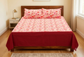 King Size Cotton Bedspread – Pink Bow Print with Red Border | 100 × 110 Inches