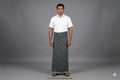 Premium Handwoven 2.10m Kaili Lungi – Classic Indigo & Olive Striped Cotton