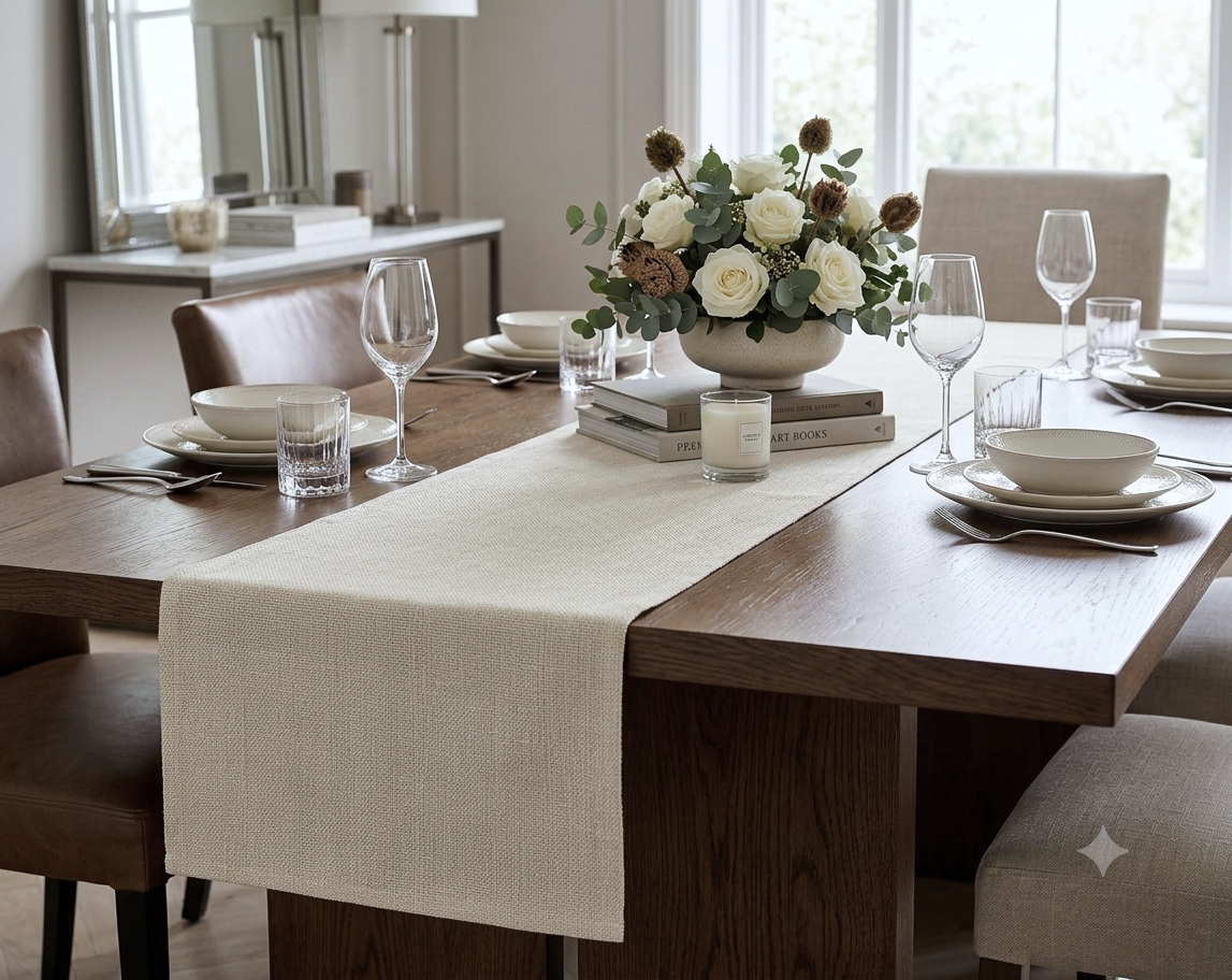 Elegant Textured Table Runner – Off-White | 3.15 m x 40 cm
