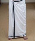 Premium Cotton Double Mundu with Black Border – Traditional Kerala Style