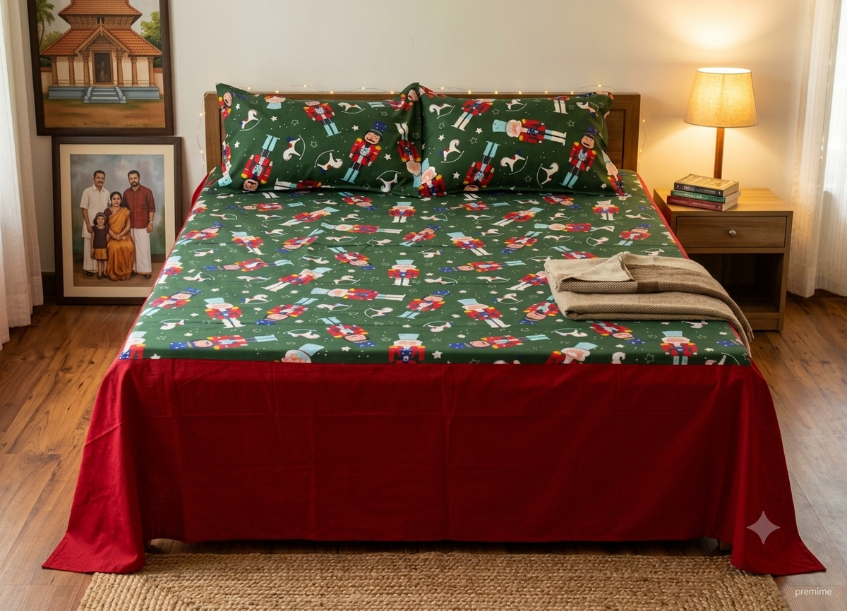 King Size Christmas Nutcracker Printed Bedspread – 100×110 Inches