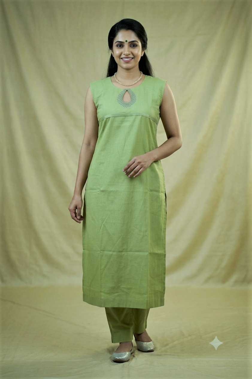 Unstitched Churidar Dress Material Set – Green – Nushio by Pulpel