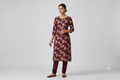 Maroon Floral Vatican Silk Dress Material Set | Unstitched Top & Bottom Fabric (56" Width)