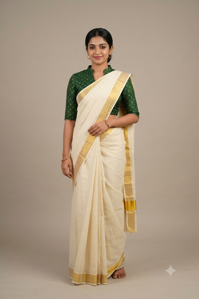 Green Brocade Silk Fabric for Blouses & Midi Tops | Gold Woven Design | Premium Dress Material