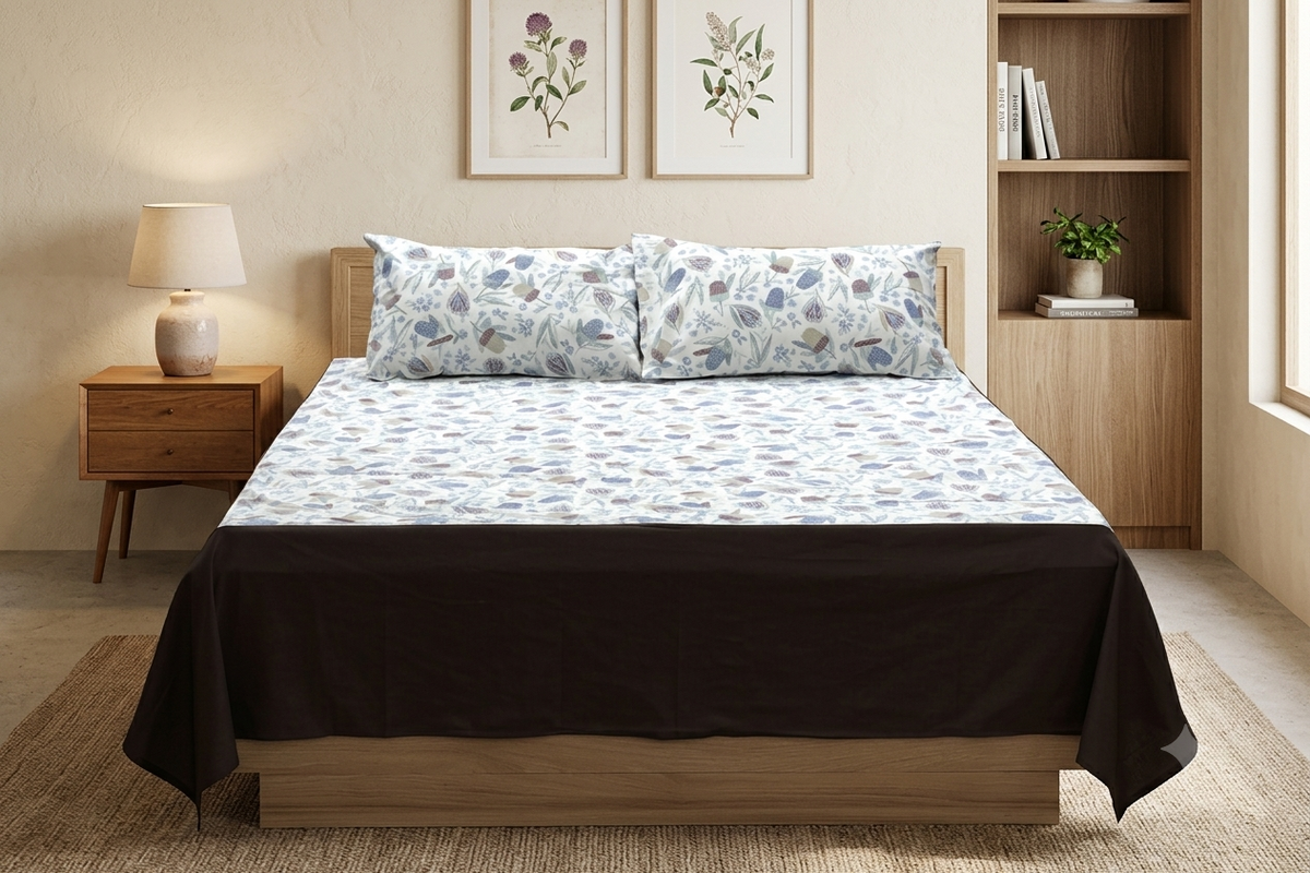 Queen Size Floral Printed Bedspread – 90 × 100 Inches