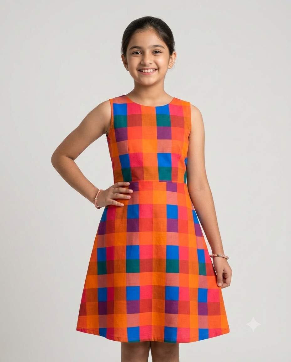 Semi Linen Madras Check Running Material – 44 Inch Width | Multicolor Checks Fabric for Ladies, Men's & Kids Wear