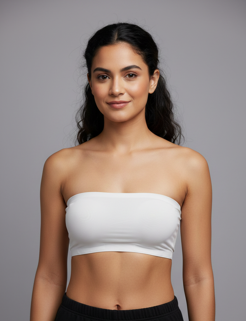 Women’s Lightly Padded Strapless Tube Bra – Seamless Comfort Fit