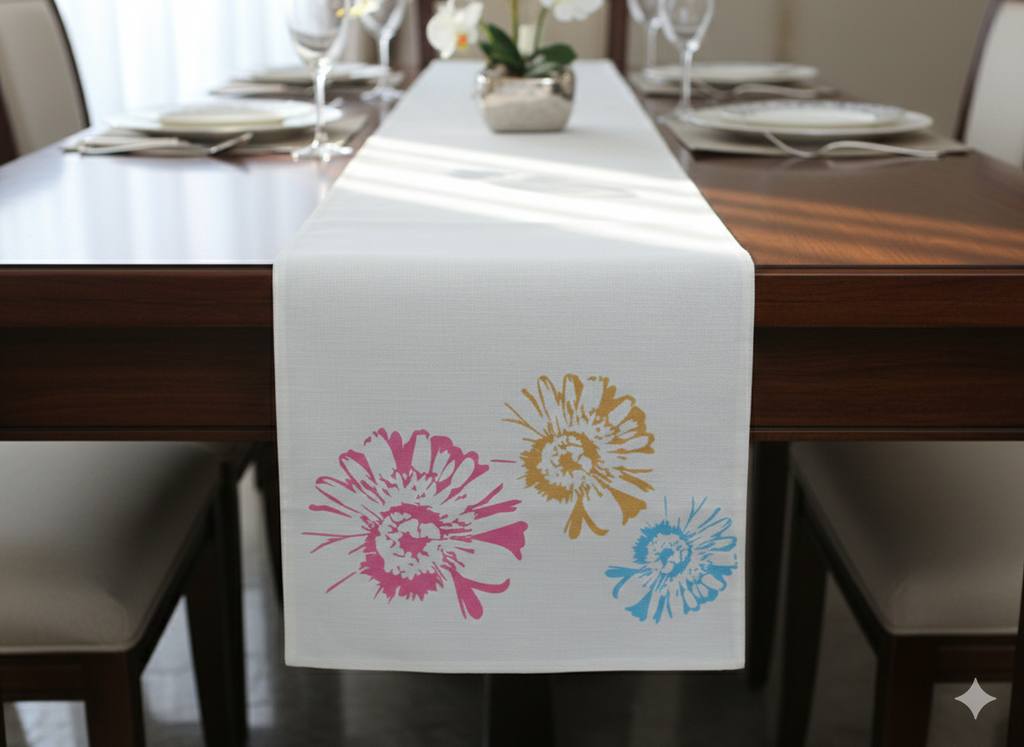 Colorful Floral Print Table Runner - 135 x 35 cm - Main Product Image - Floral - Nushio