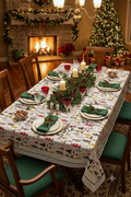 Christmas Tree Printed Table Cloth with Green Border & Lace Trim – Nushio by Pulpel