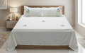 King Size White Cotton Bedspread with Floral Embroidery | 100 × 110 Inches