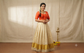 Orange Chanderi Silk Front Open Readymade Blouse | Padded Saree & Midi Blouse | Elbow Sleeve
