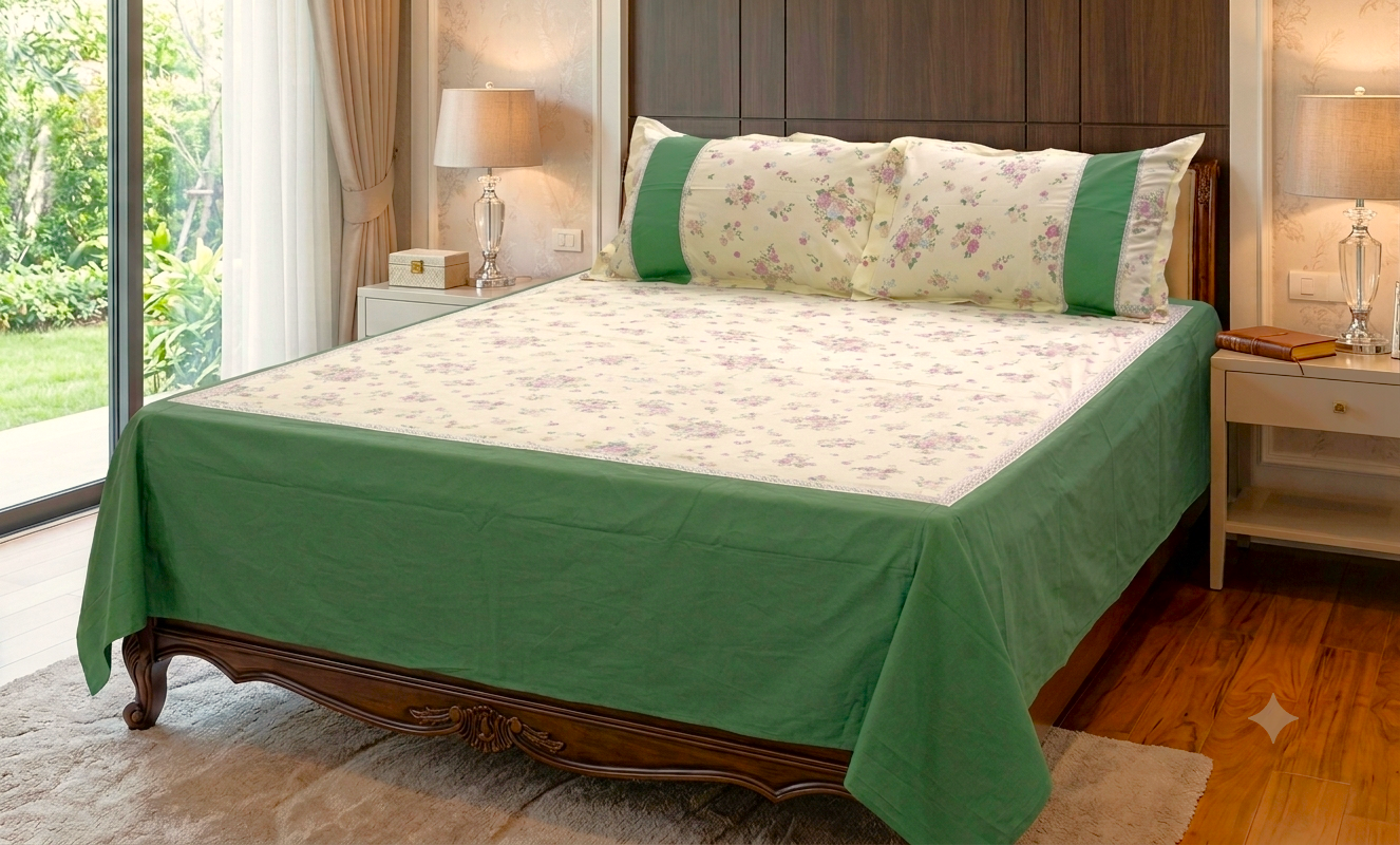 Vintage Floral King Size Bedspread Set – 100" x 100" | Soft  Bed Cover with Matching Pillow Covers