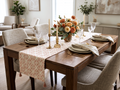 Cream Printed Table Runner with Decorative Tassels – 180 × 35 cm