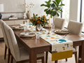 Cream Printed Table Runner with Mustard Border – 160 × 35 cm