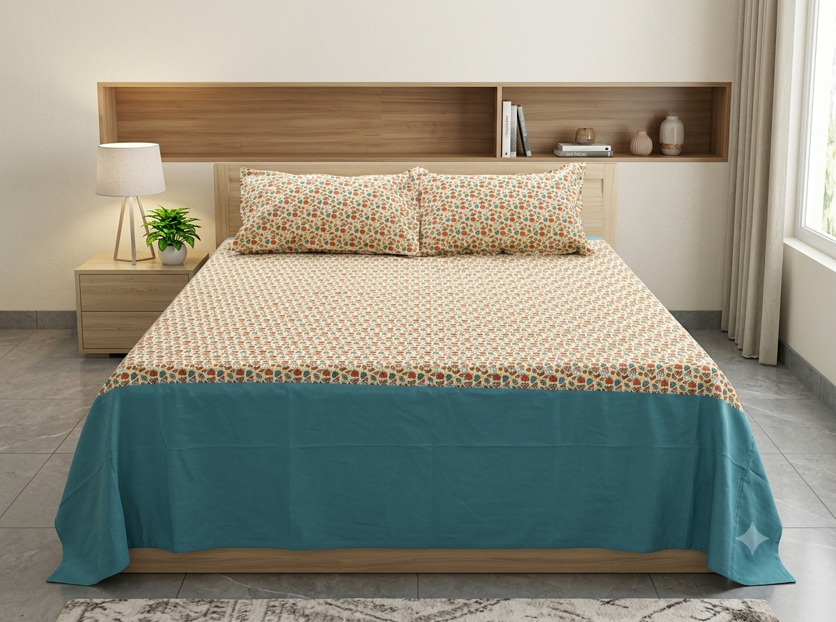 King Size Printed Bedspread – 100 × 110 Inches | Decorative Bed Cover