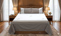 Elegant Embroidered King Size Bedsheet Set with Pillow Covers – Soft Cotton Blend Bedspread | Beige & White Floral Design