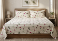 Queen Size White Floral Printed Bedsheet with 2 Pillow Covers – Cotton Comfort