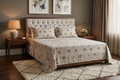 Elegant Beige Floral Queen Size Bedsheet Set