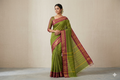 Elegant Green Cotton Silk Saree with Magenta Zari Border & Tassels