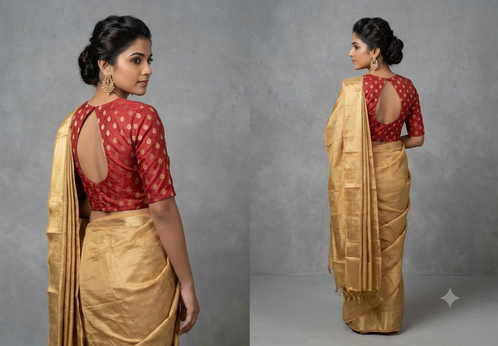 Maroon Brocade Silk Fabric with Gold Butta Design – Running Material for Blouse & Midi | 1.10m / 1.50m / 2m