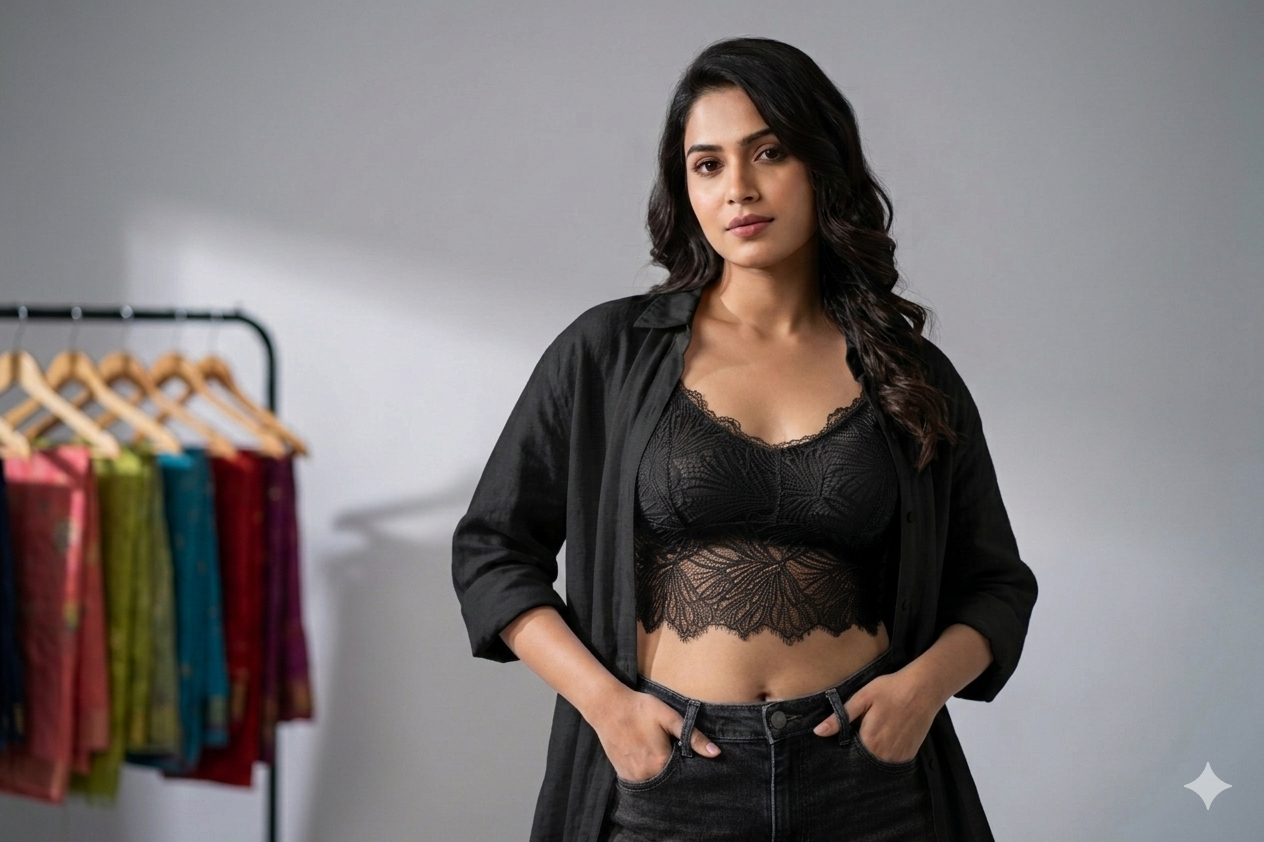 Women’s Floral Lace Padded Crop Top Bra – Soft Stretch Bralette Camisole