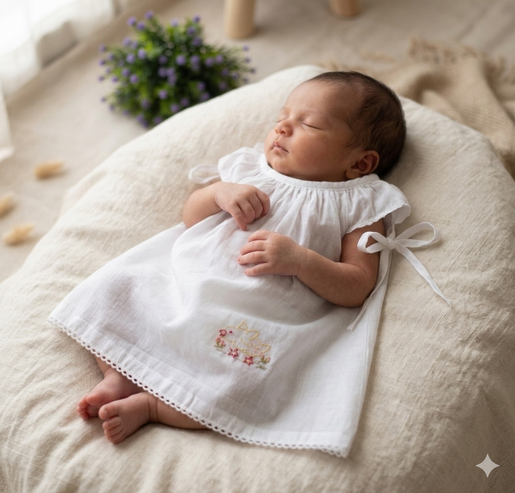 Kerala Traditional Kettuduppu for Kids – White Cotton Sleeveless Blouse with Embroidery (3 Designs)