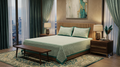 Queen Size Cotton Bedspread 90 × 100 Inches – Teal Blue Floral Printed Design