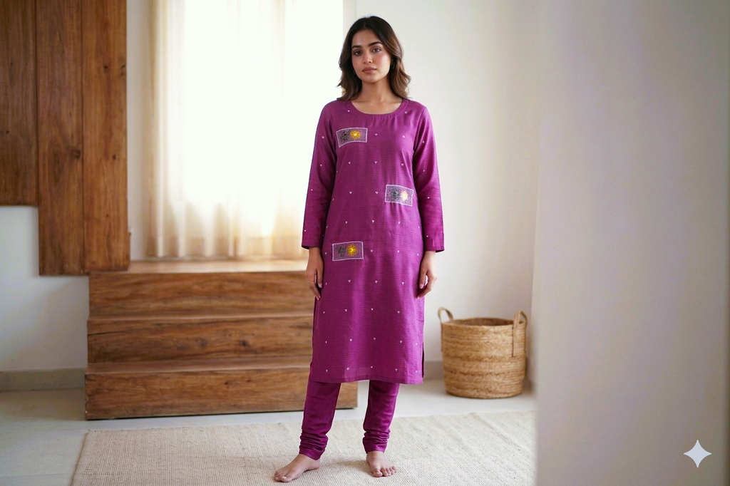 Berry Blossom Berlin Silk Dress Material Set- 56"