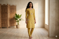 Mustard Bloom Berlin Silk Dress Material Set