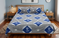 Soft Feel Blend Bedsheet – Grey &amp; Blue Rose Print | 225 x 250 cm