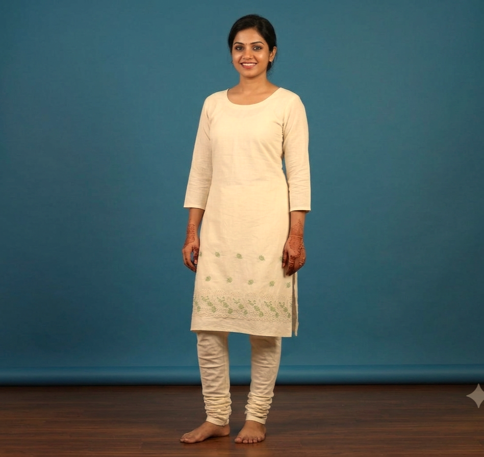 Elegant Off-White Mul Cotton Embroidered Dress Material for Women | 44 Inch Width | 2.5 Meter Top Fabric