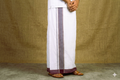 Premium Cotton Double Mundu with Maroon & Silver Kasavu Border