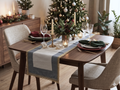 Elegant Grey and Cream Table Runner with Golden Lace Border – 120 × 33 cm