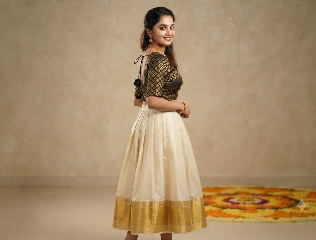 Black & Gold Chanderi Silk Readymade Blouse | Front Open Designer Saree & Midi Blouse | Puff Sleeve | Padded