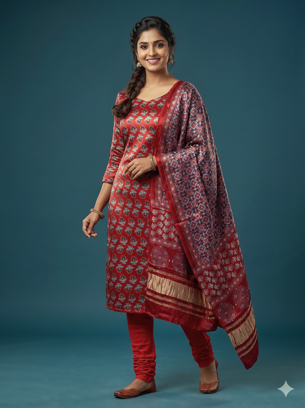 Ruby Bloom Modal Silk Churidar Material Set