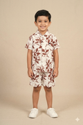 Boys Tropical Leaf Print Co-Ord Set – Half Sleeve Shirt & Shorts Set