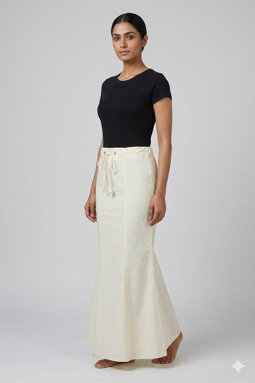 Premium Cotton Saree Shaper Petticoat with Drawstring Waist – Soft & Breathable Innerwear