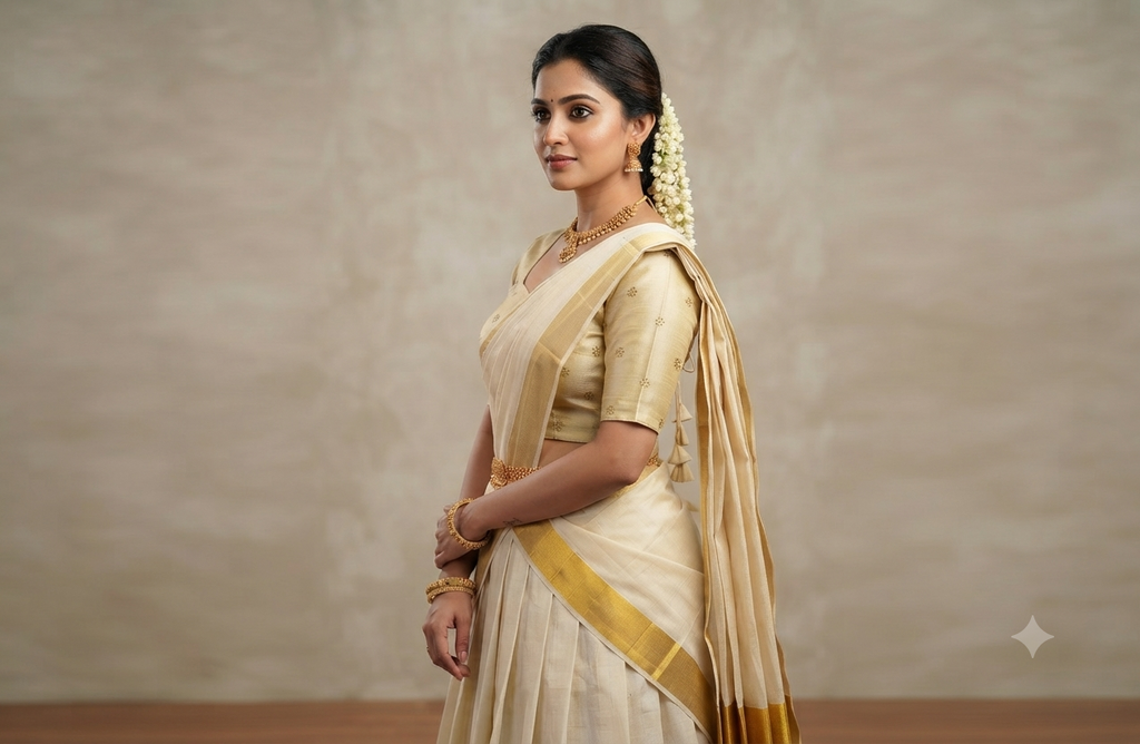 Women's Chanderi Silk Front Open Saree Blouse | Embroidered Readymade Blouse for Sarees &Midi | Light Gold