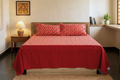 King Size Red Printed Bedspread | 100 × 110 Inches