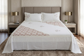 Elegant Floral Embroidered King Size Bedspread Set with 2 Pillow Covers – White & Blush Pink