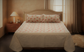 Cherry Grid Print King Size Bedspread Set –  Cotton  | Cream & Red