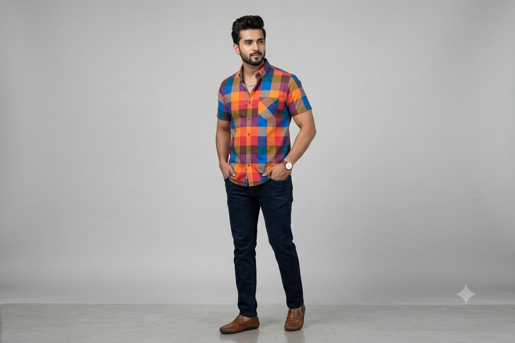 Madras Check Semi Linen Running Material – 44 Inch Width | Unstitched Fabric for Ladies, Men's & Kids Wear