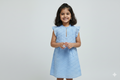 Sky Blue Cotton Eyelet Kids Frock with Ruffle Sleeves