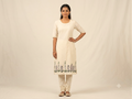 Off White Mul Cotton Embroidered Top Fabric | 44 Inch Width | 2.5 Meter Unstitched Material | Floral Embroidery