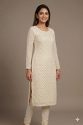 Elegant Ivory Mull Chanderi Sequin Work Dress Material – 44 Inch Width | 2.5 Meter Top Fabric