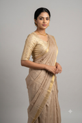 Premium Cream & Gold Brocade Silk Fabric for Blouse & Midi Blouse | Running Material | 1.10m / 1.50m / 2m