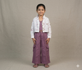 Girls 3-Piece Co-Ord Set – Floral Printed Shirt, Solid Crop Top & Wide-Leg Cargo Pants | Mauve &  White