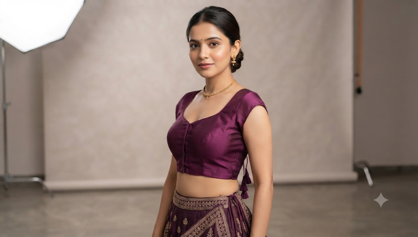 Women's Chanderi Silk Readymade Blouse – Front Open Padded Saree & Midi Blouse | Maroon