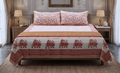Queen Size Cotton Bedsheet with 2 Pillow Covers (86 x 104 Inches) | Traditional Elephant Print | Breathable