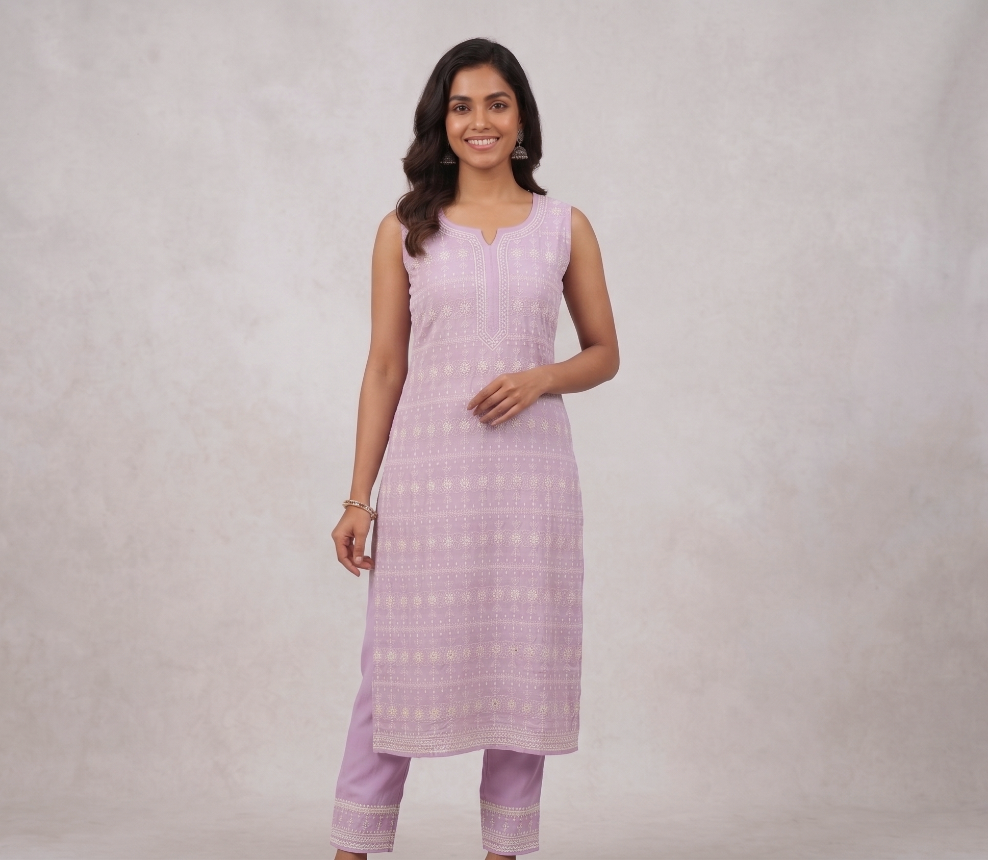 Lavender Crush Georgette Embroidered Dress Material – 2.50 Meters | 44” Width